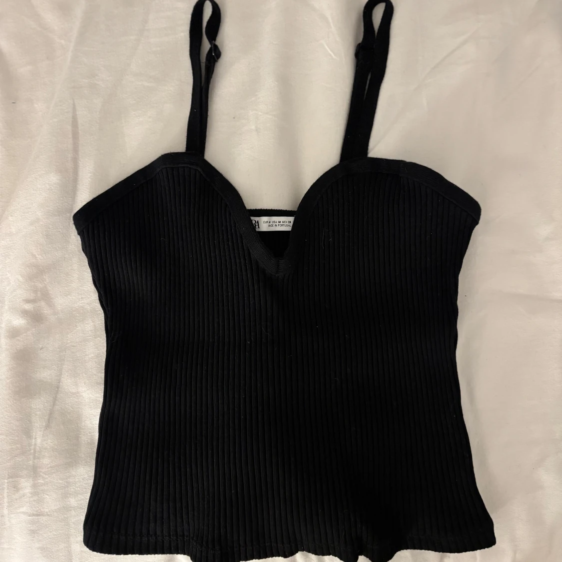 Svart ribbad korsett-topp Zara