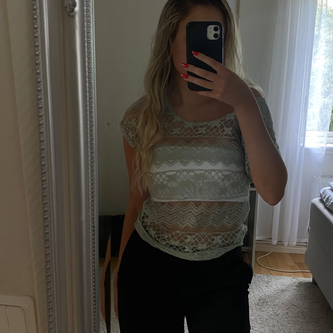 Grön spetsblus från Bik Bok