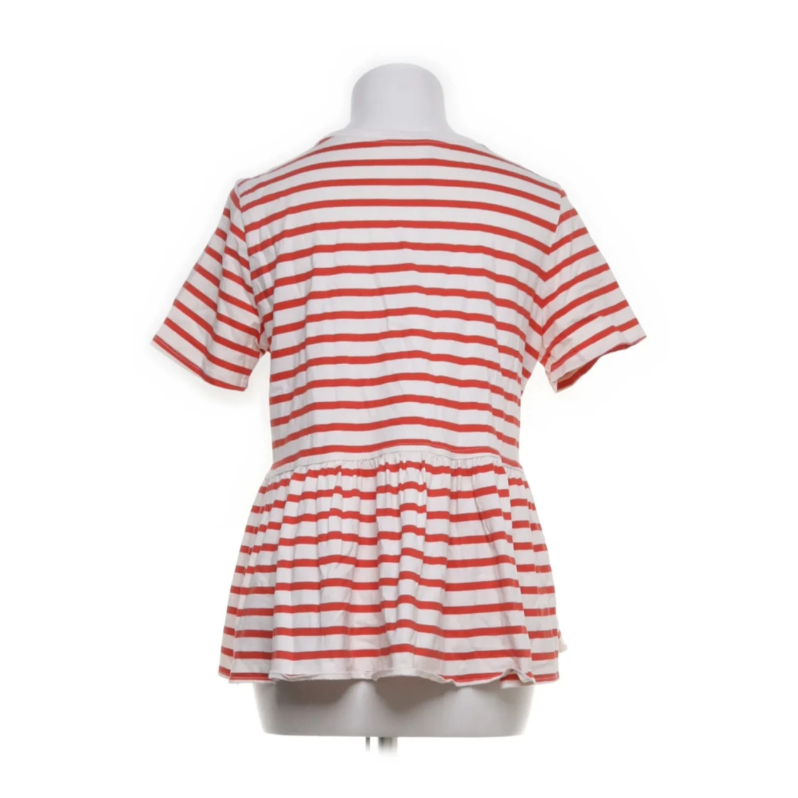 Rödvit randig topp med volang - 1