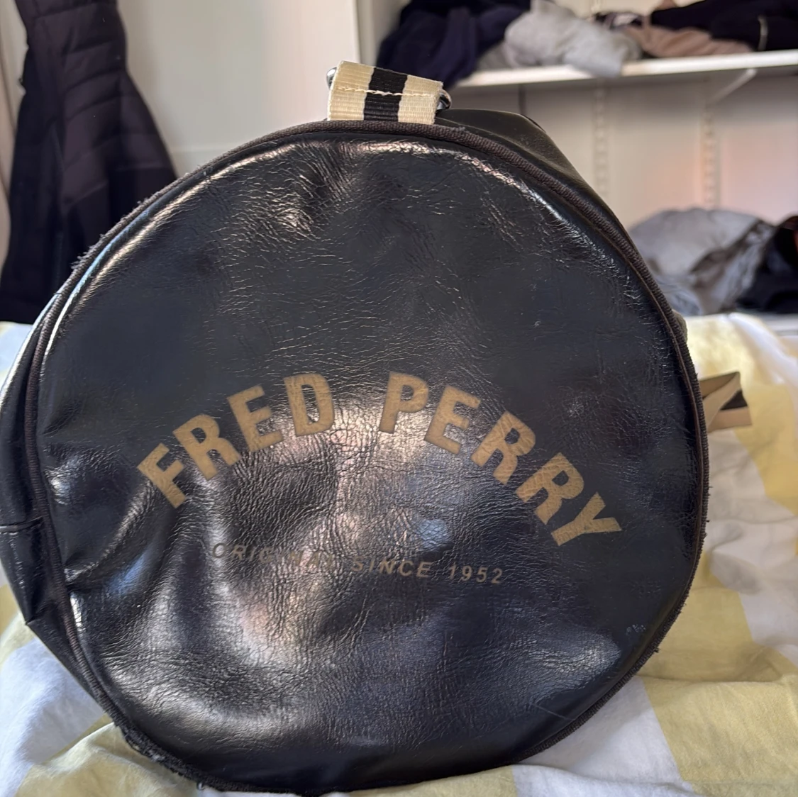 Svart Fred Perry weekendbag i skinn - 1
