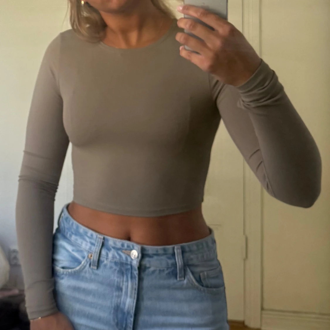 Beige långärmad topp