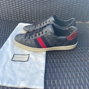 Gucci ace skor - Säljer nu dessa super snygga Gucci ace skor som är uk 10,5 vilket motsvarar 44,5 men sitter mer som storlek 44, dustbag ingår inte utan är endast för bildens skull. skriv för fler bilder/frågor🙌🏼