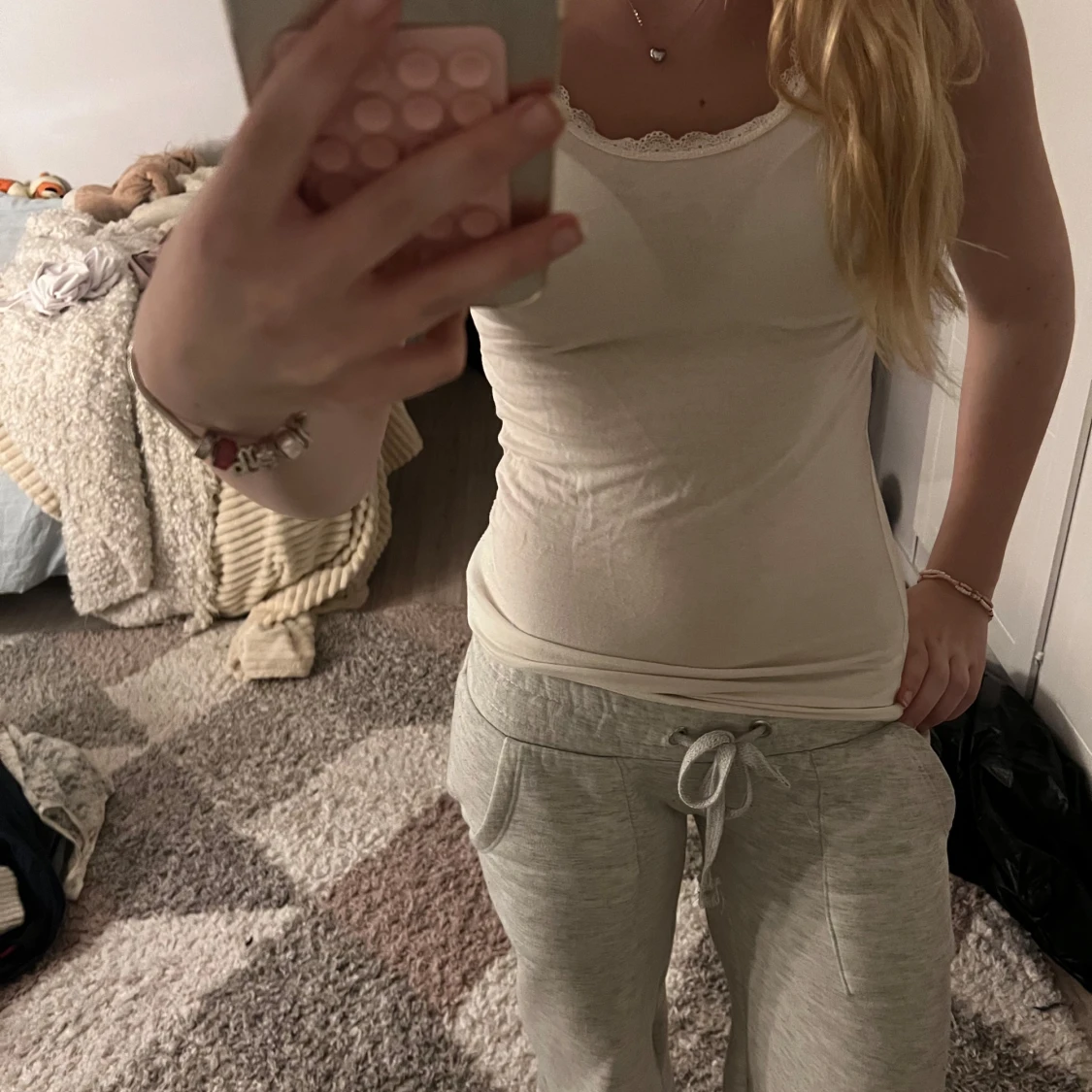 Vit spetskantad linnetopp JDY XS