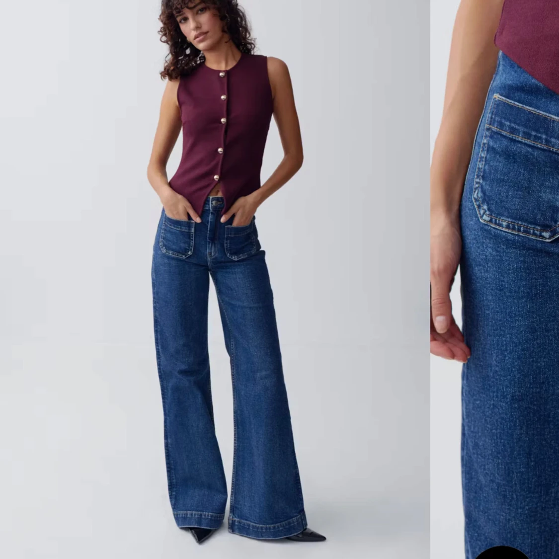 Blåa wide jeans med hög midja
