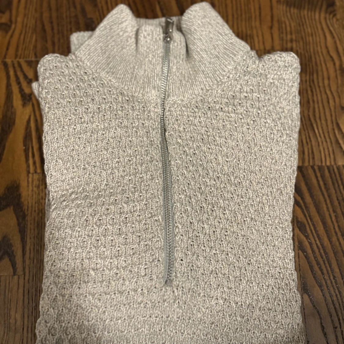 Grå stickad half zip-tröja Selected - 1