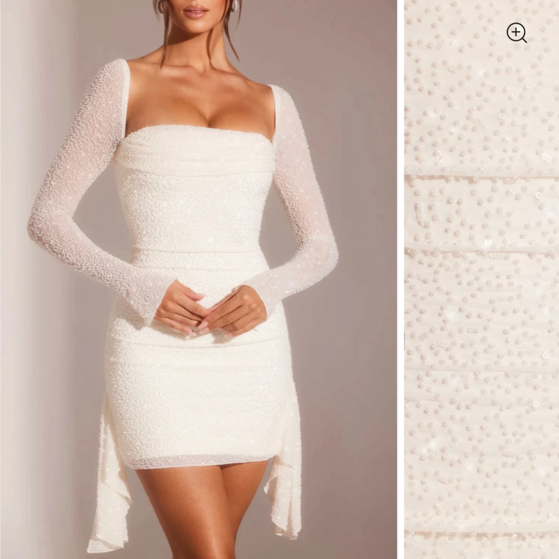 Vit glittrig kortklänning 