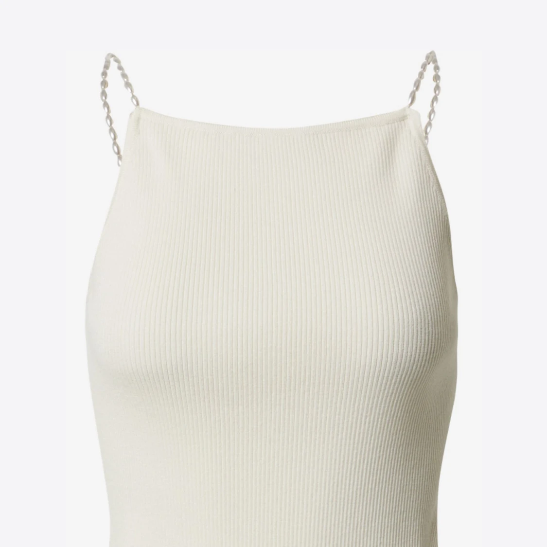 Vit ribbad linnetopp med kedjeband - 2