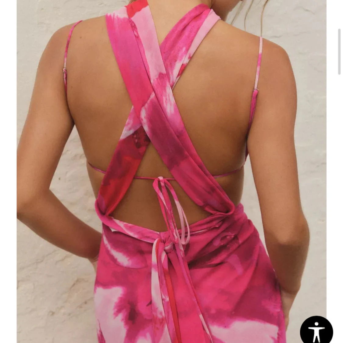 Rosa långklänning med blommigt mönster - 2