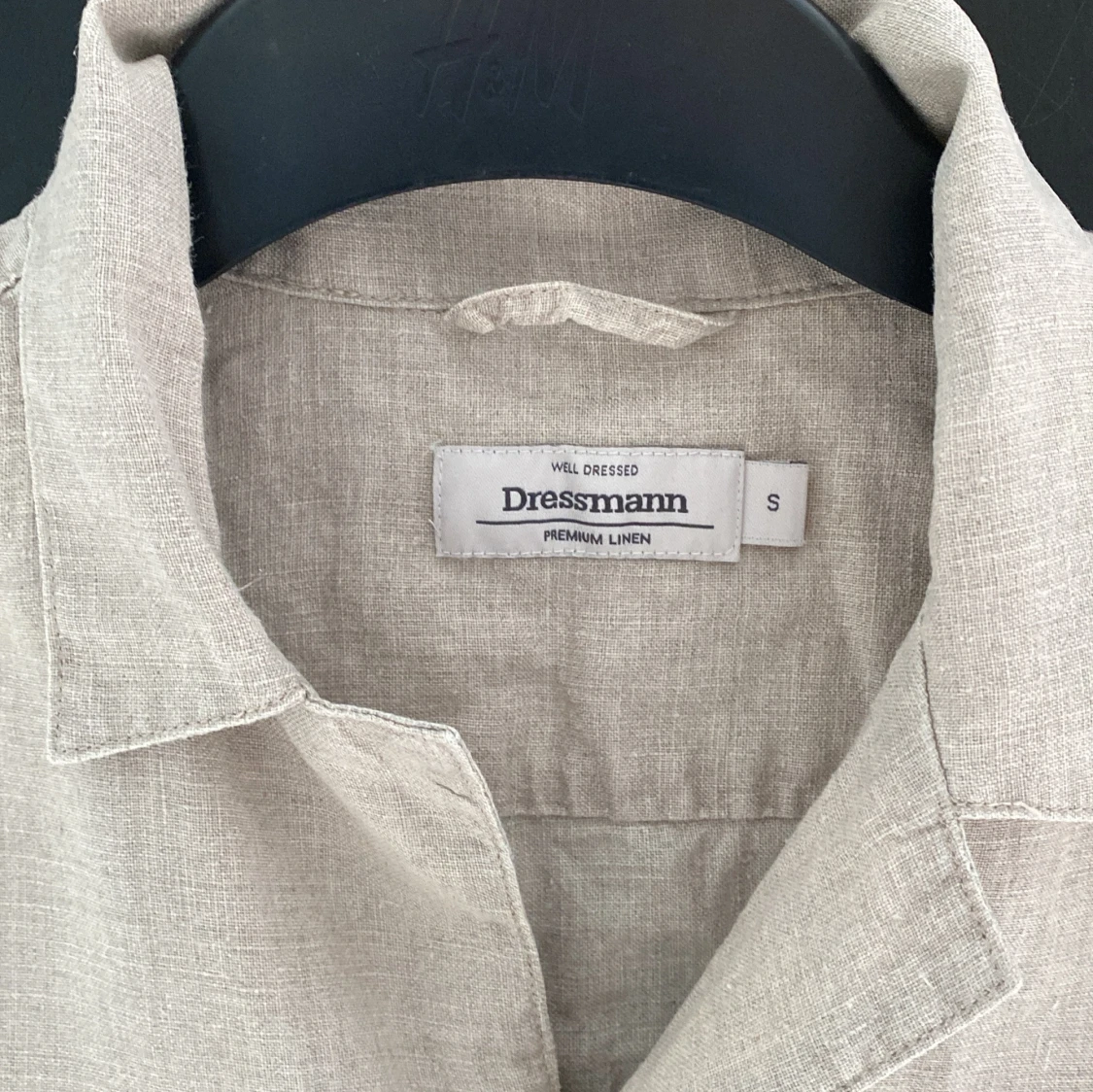 Beige linneskjorta från Dressmann strl S - 1