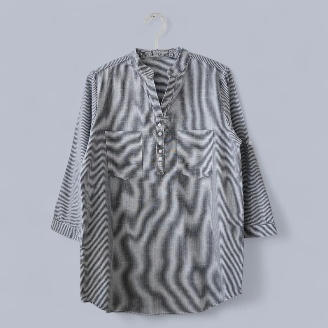 Randig henley-skjorta i bomull