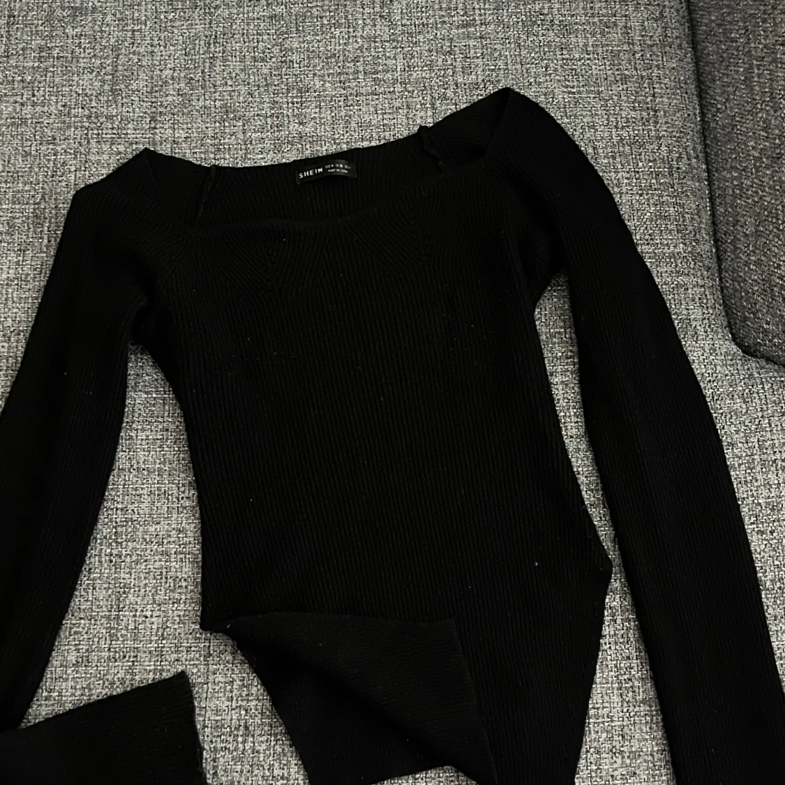 Svart ribbad stickad tröja Shein - 2