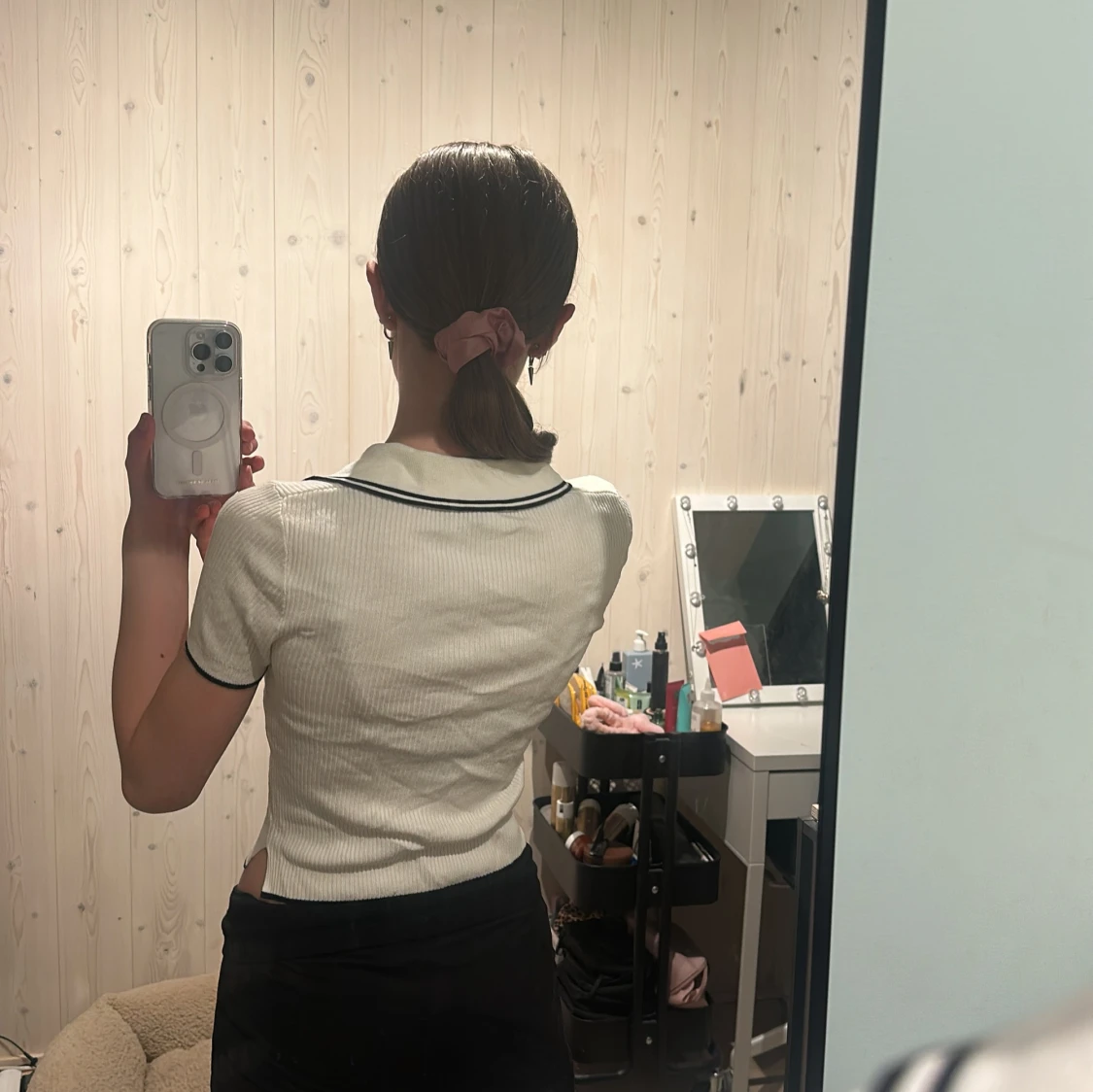 Vit ribbad topp från hm - 1