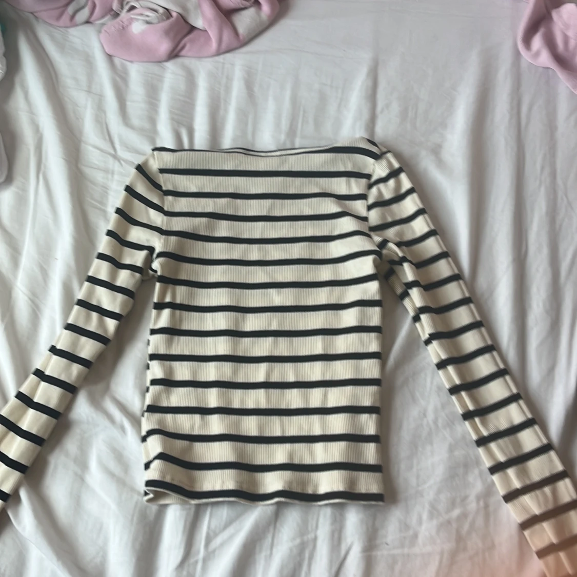 Randig långärmad topp i bomull - 3