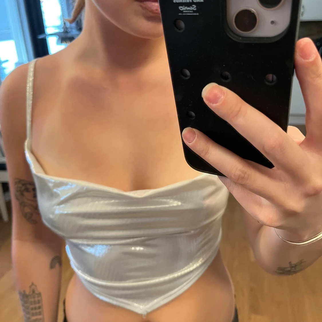 Silvrig croppad linnetopp från ASOS - 1