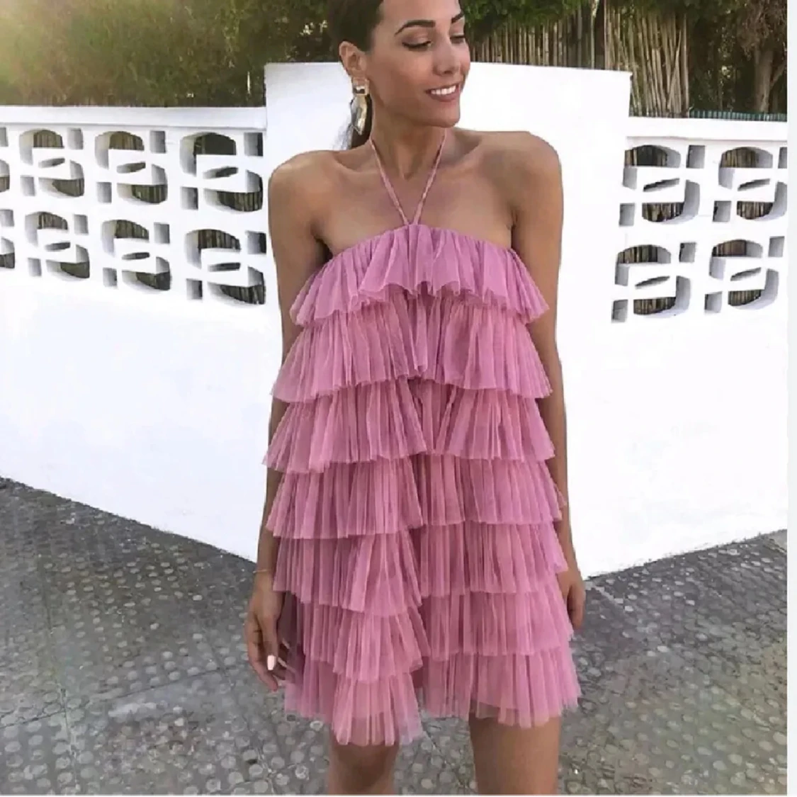 Rosa volangklänning - 2