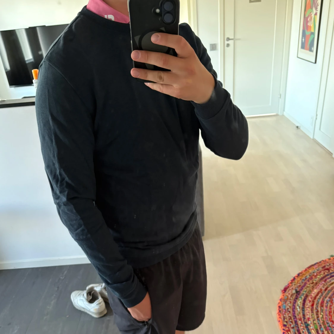 Mörkblå basic sweatshirt  - 1