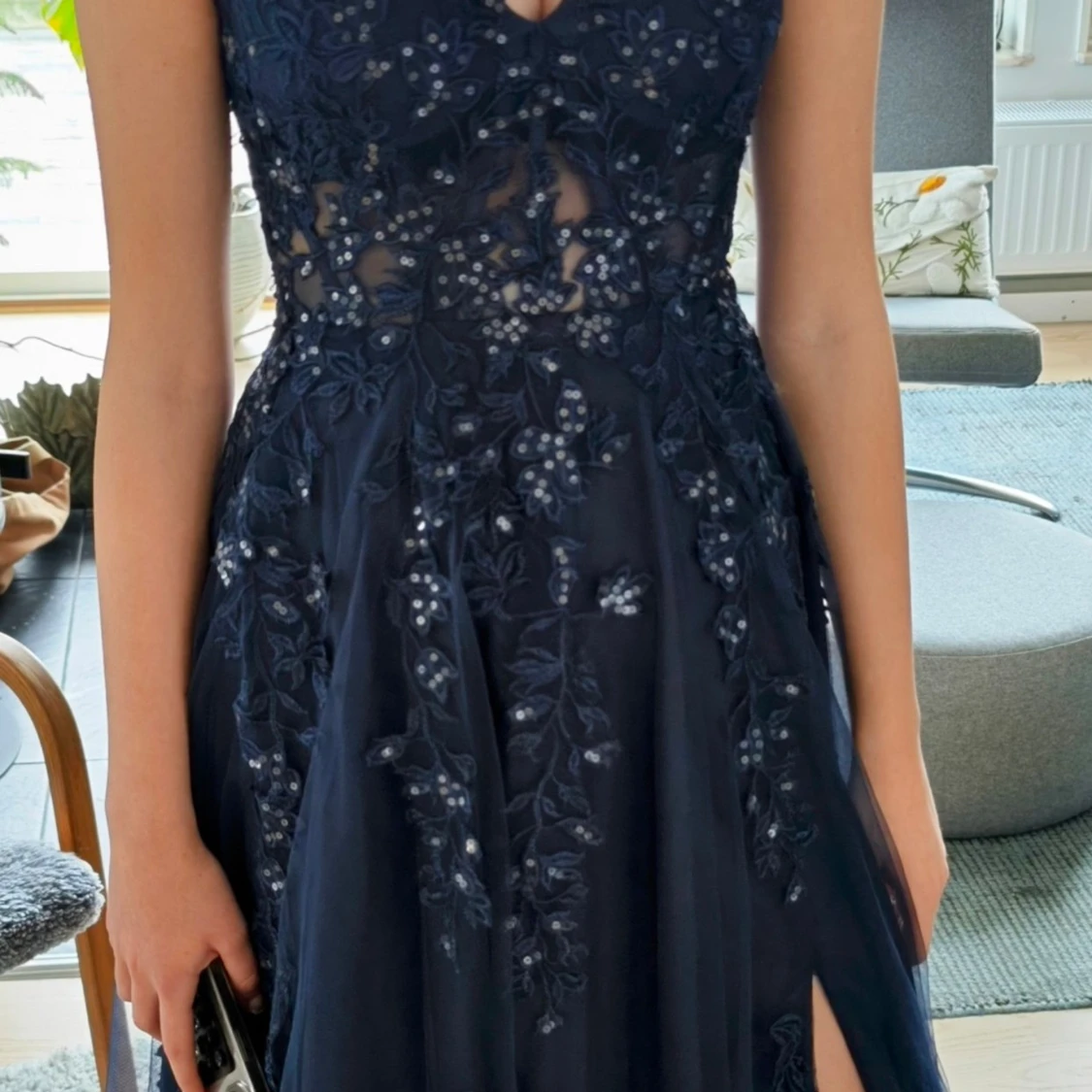 Marinblå balklänning  - 3