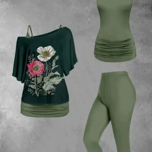 Olivgrön 3 delsset ny oanvänd - Snygg olivgrön 3 delsset. Storlek L/ 42/44