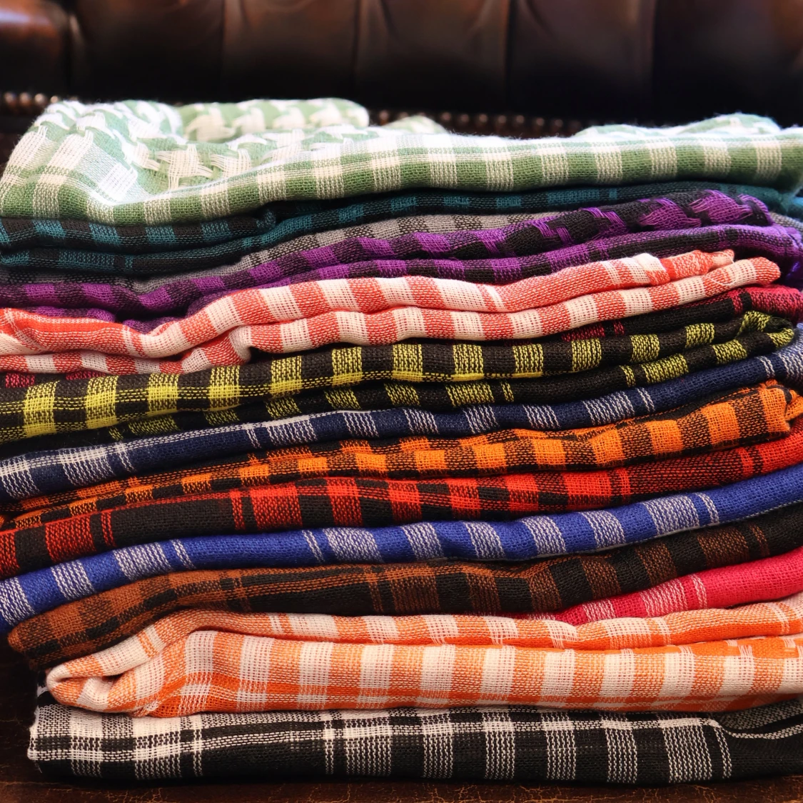 Palestina sjal Gul och svart rutig halsduk med fransar - 2