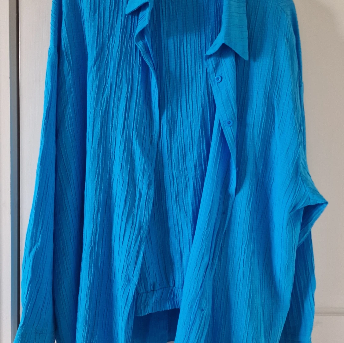 Blå oversized skjorta i bomull - 1