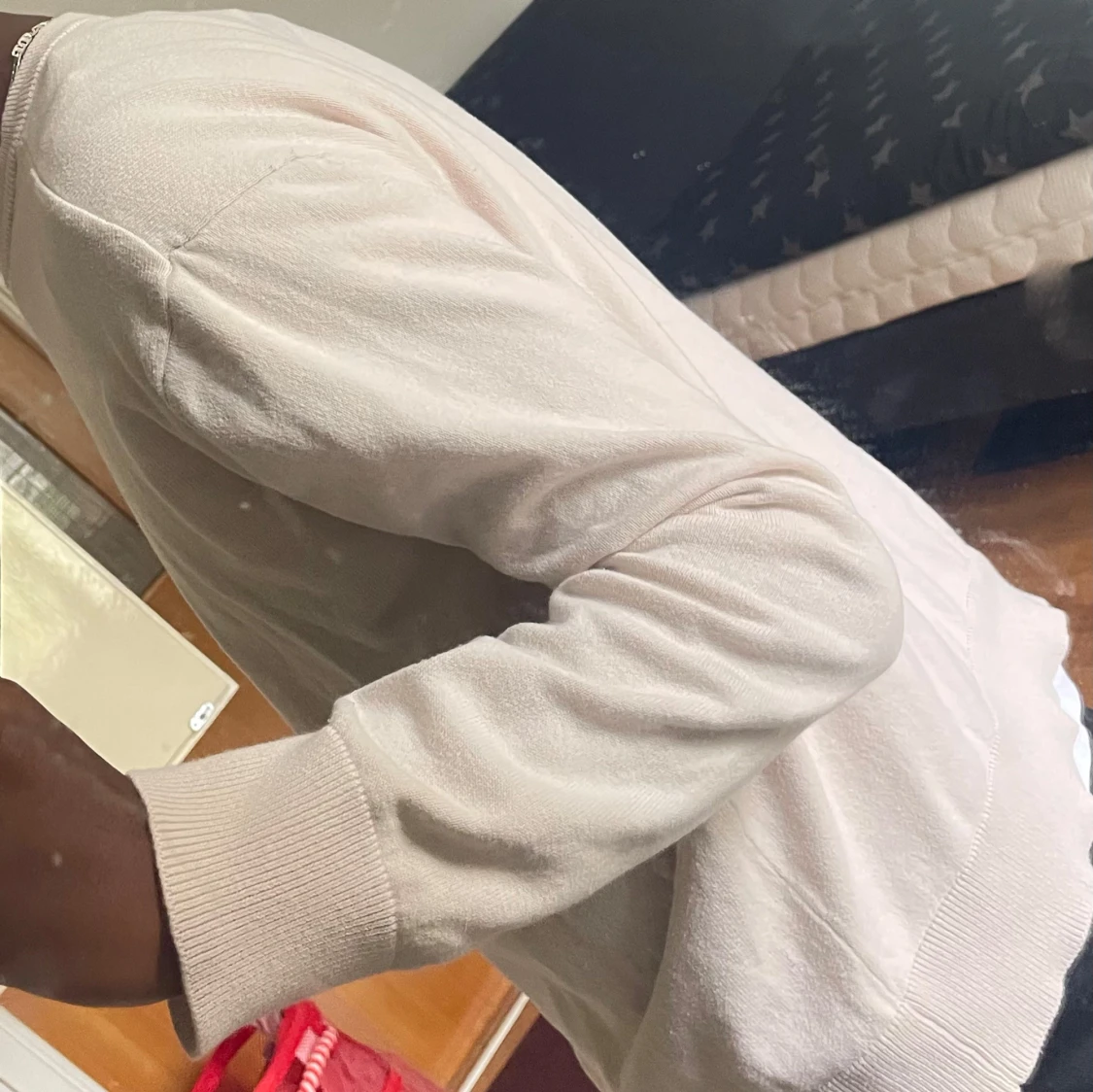 Vit långärmad stickad tröja - 2