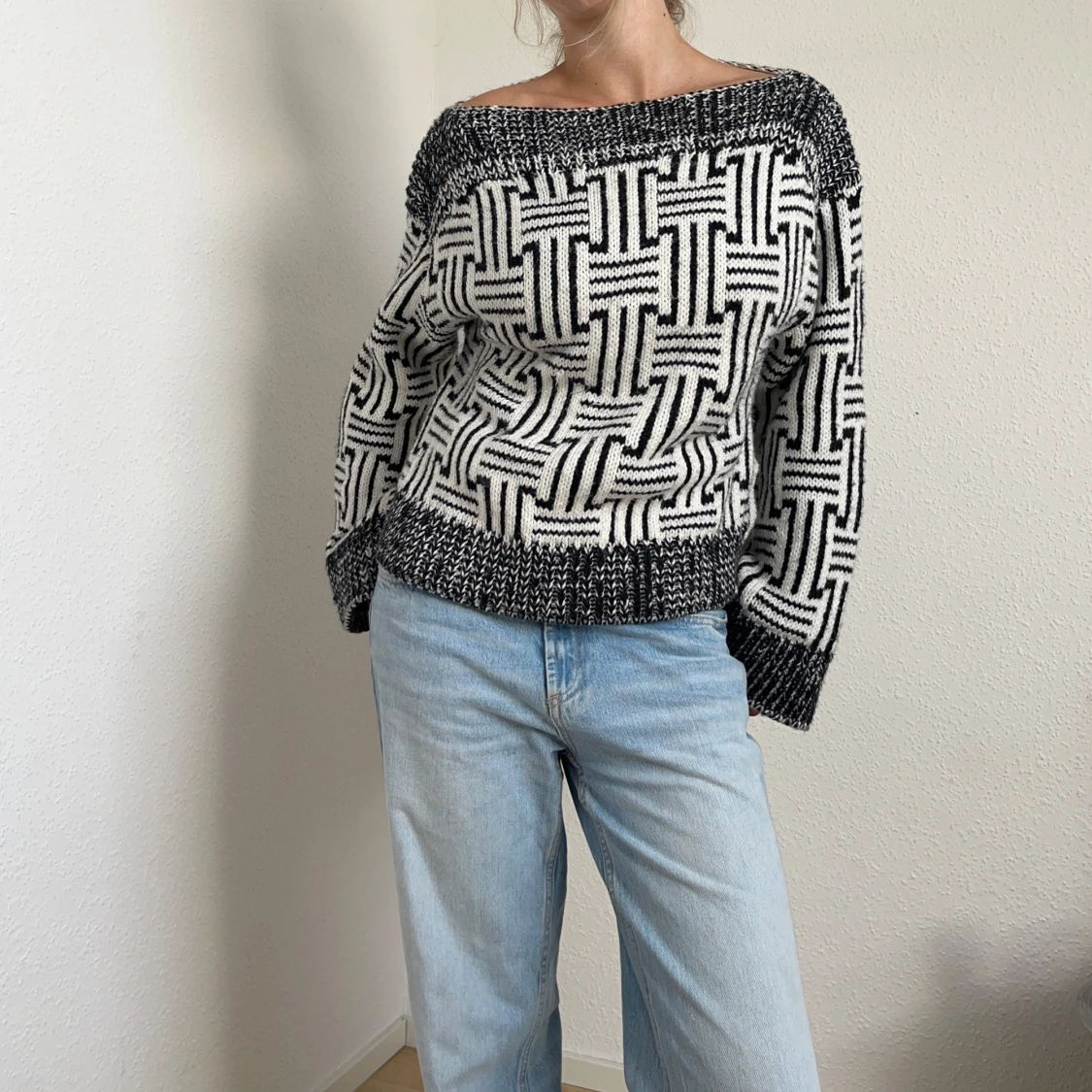 Mönstrad stickad tröja