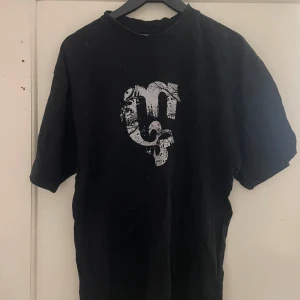 Svart t-shirt från Jingham - Säljer en svart t-shirt från Jingham med ett unikt tryck på framsidan. T-shirten har korta ärmar och en klassisk rund halsringning. Perfekt för en avslappnad stil.