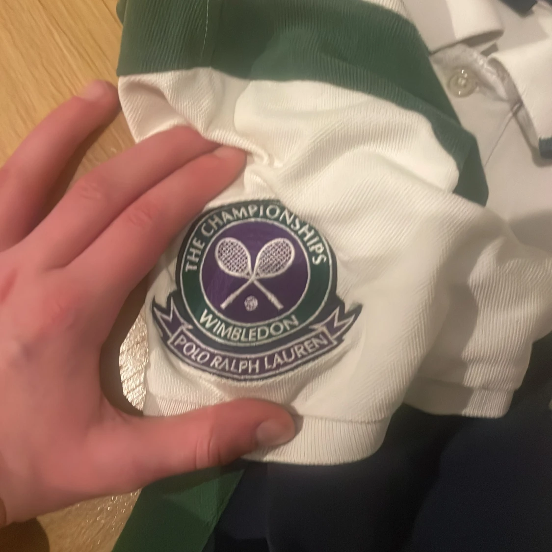 Vit och marinblå pikétröja från Ralph Lauren - 3