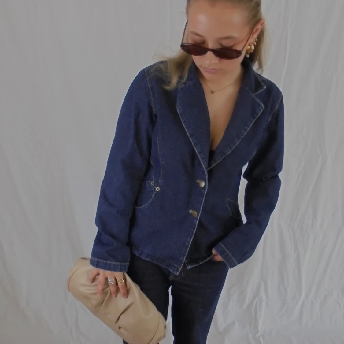 Mörkblå jeans kavaj - 1