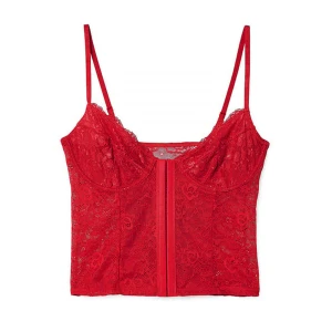Röd spetskorsett, oanvänd  - Helt oandvänd röd korsett topp med lappen kvar. Strl 70B från Nakd, Ny pris 349