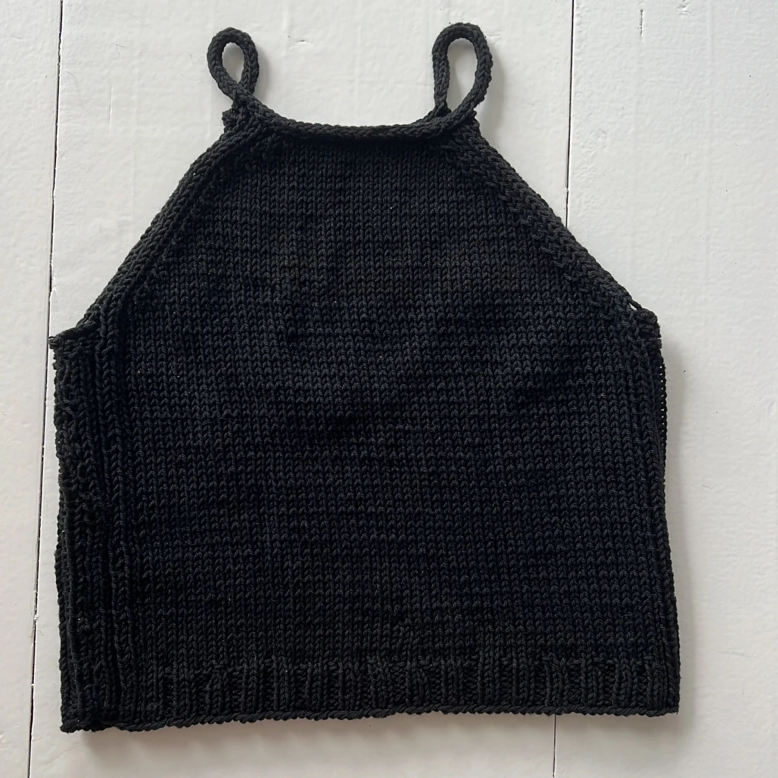 Svart stickad linnetopp i bomull - 2