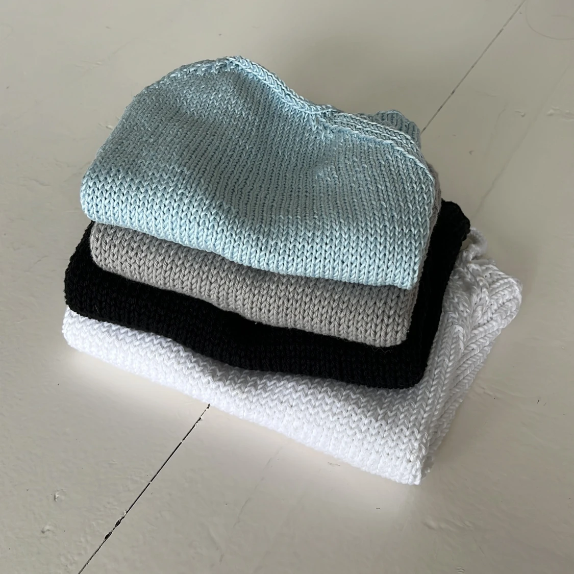 Ljusblå stickad linnetopp i bomull - 3