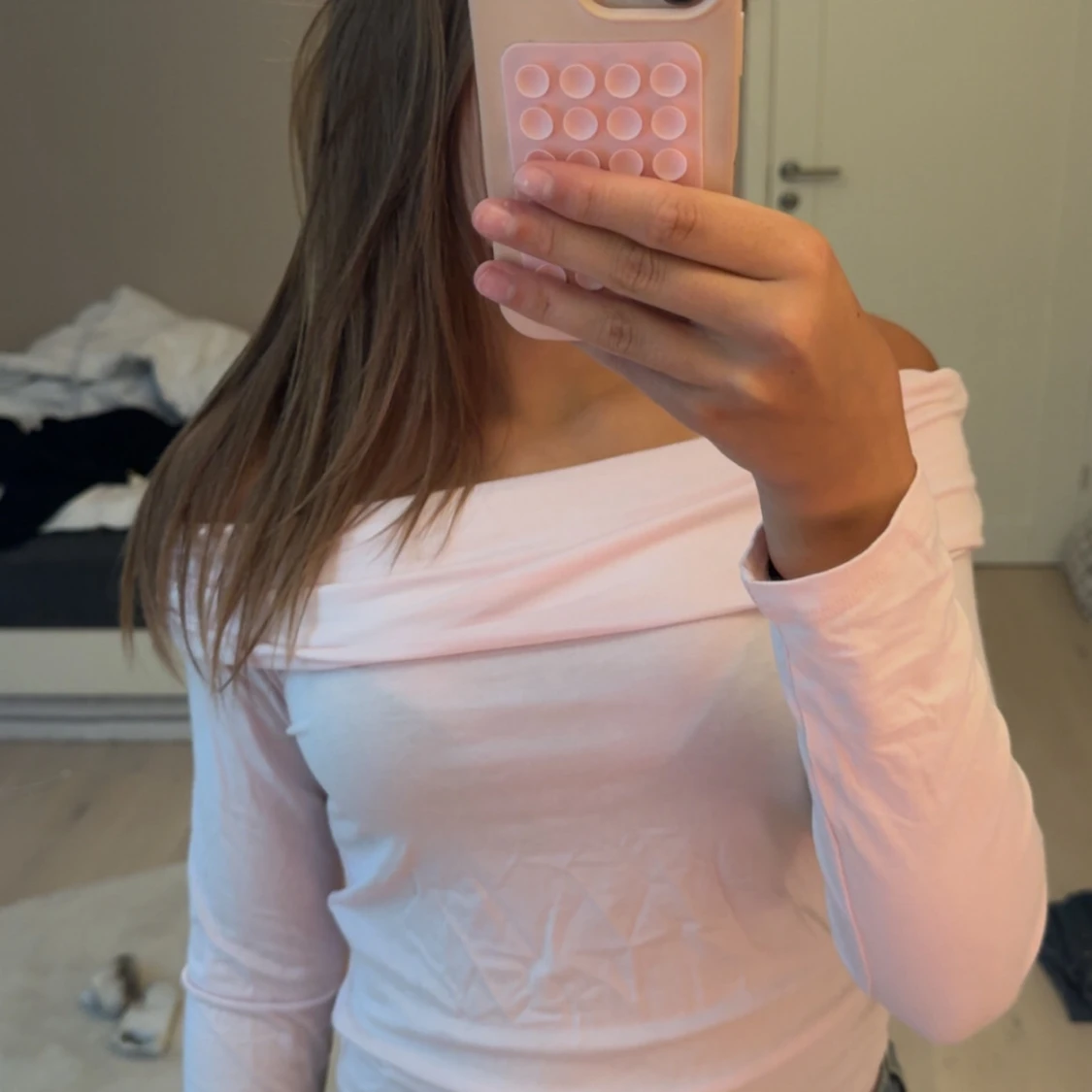 Ljusrosa offshoulder långärmad topp