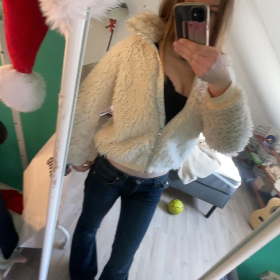 Vit teddyjacka med dragkedja - 1