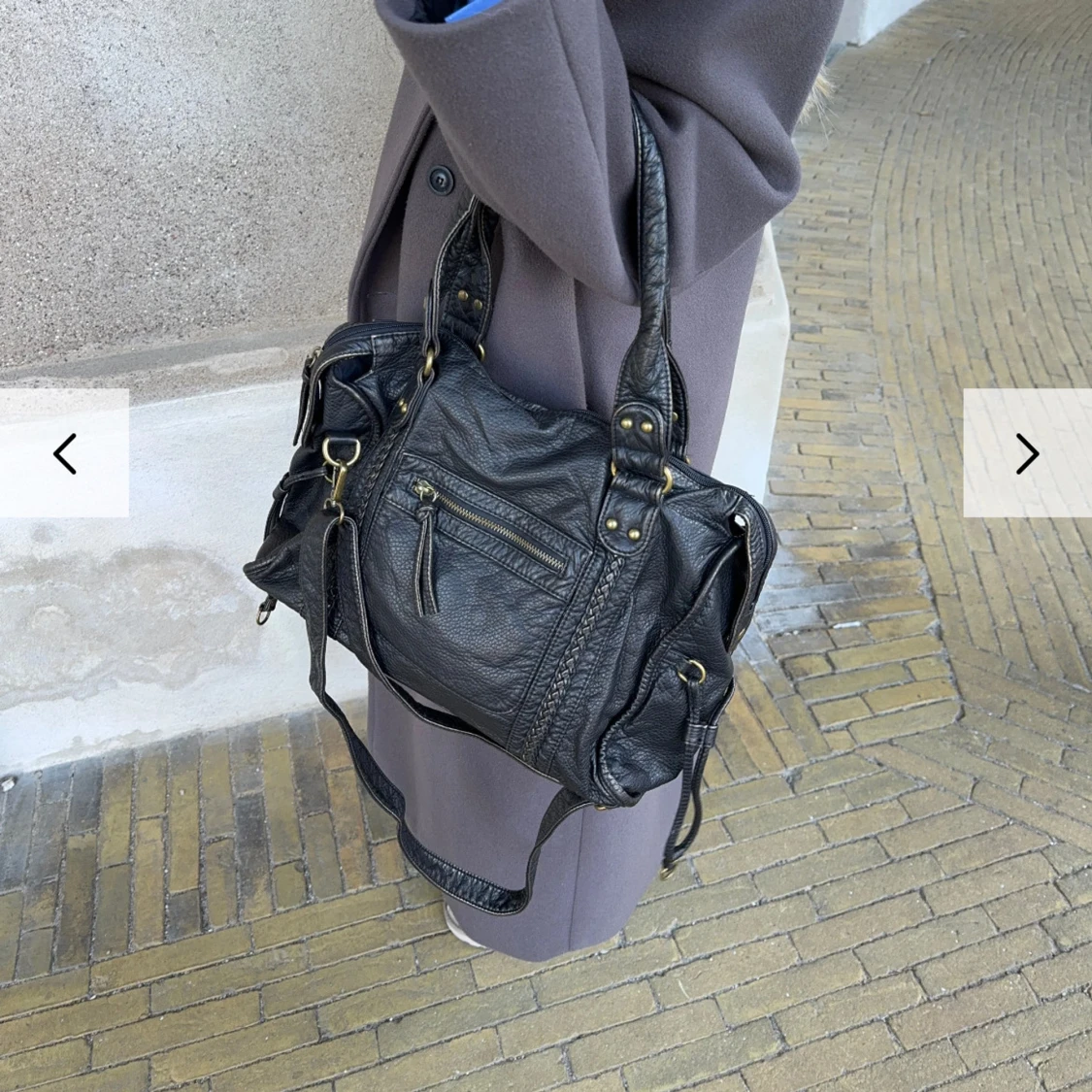 Svart axelväska i skinn - 1