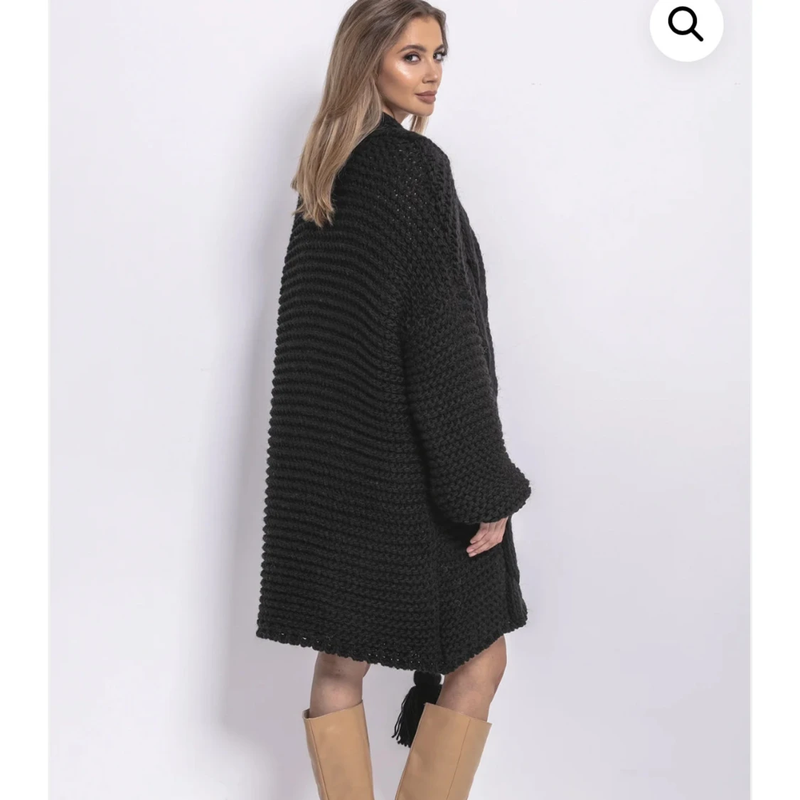 Svart stickad cardigan jacka - 1