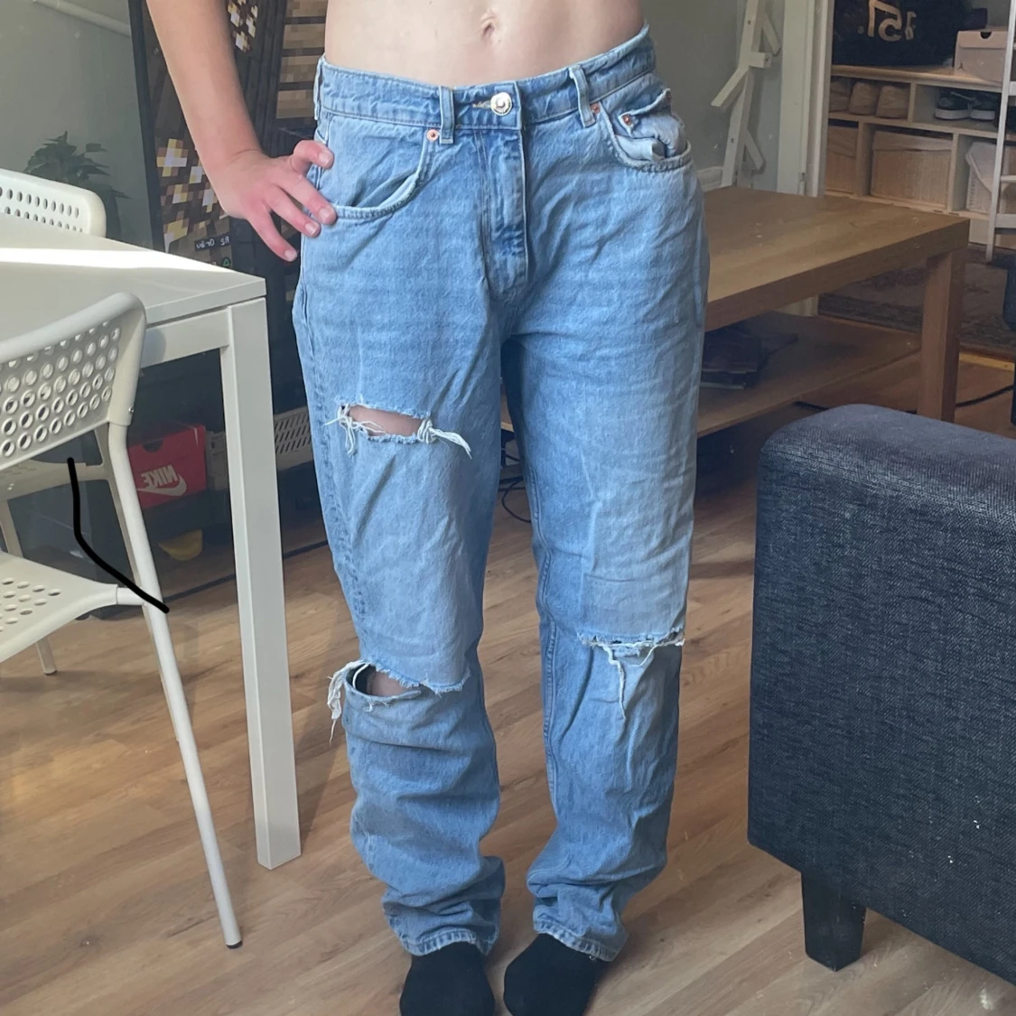 Blå ripped jeans från g perfect jeans i stl 38 oanvänt