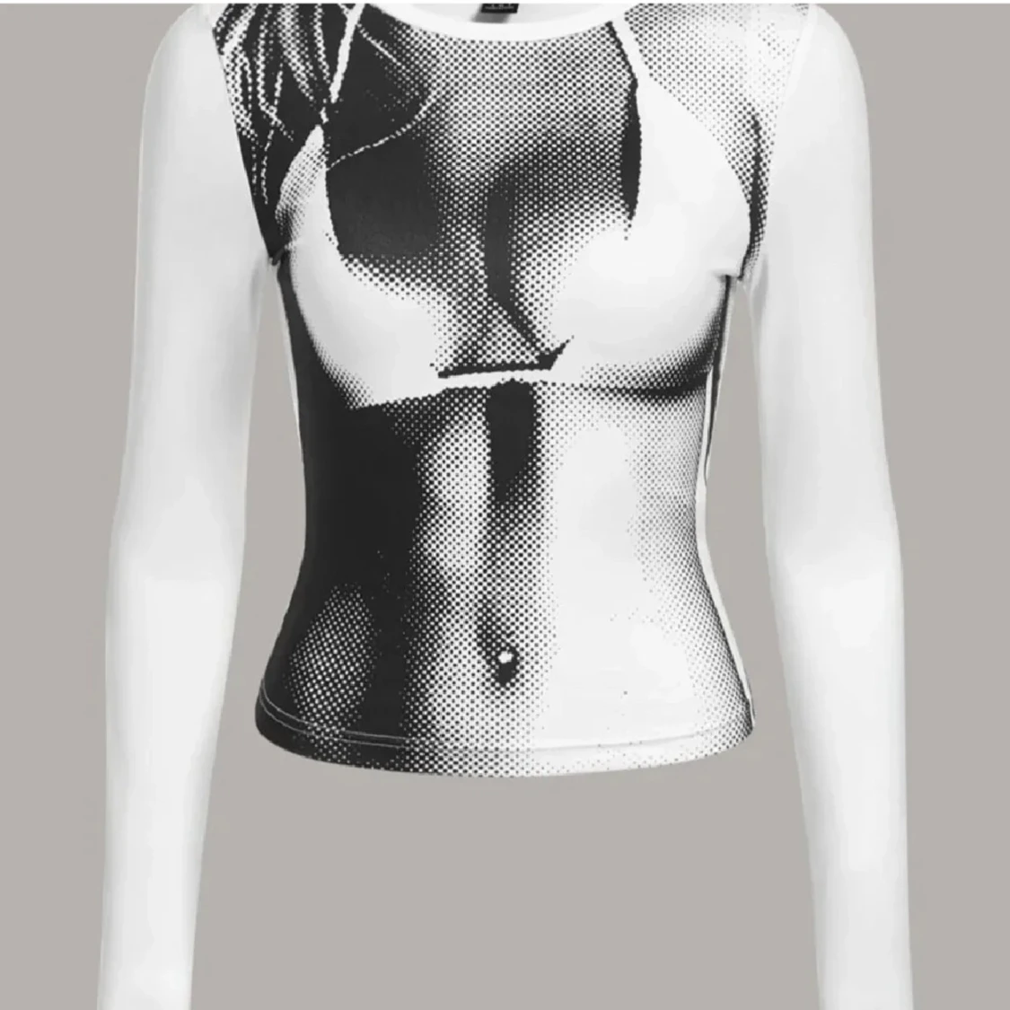 Vit mesh topp med optisk print