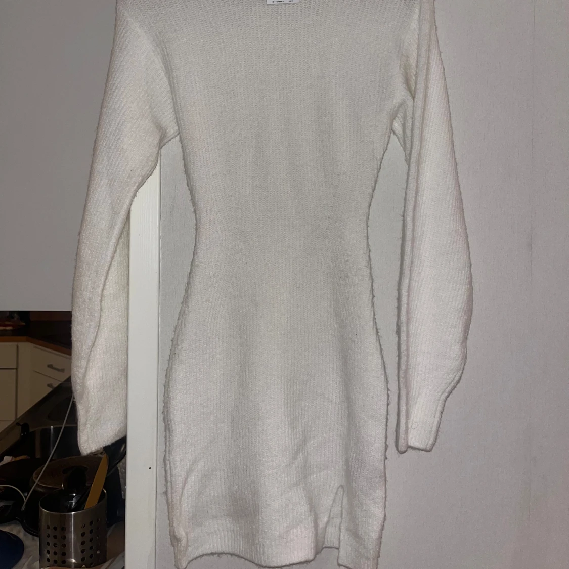 Vit stickad kortklänning H&M - 1