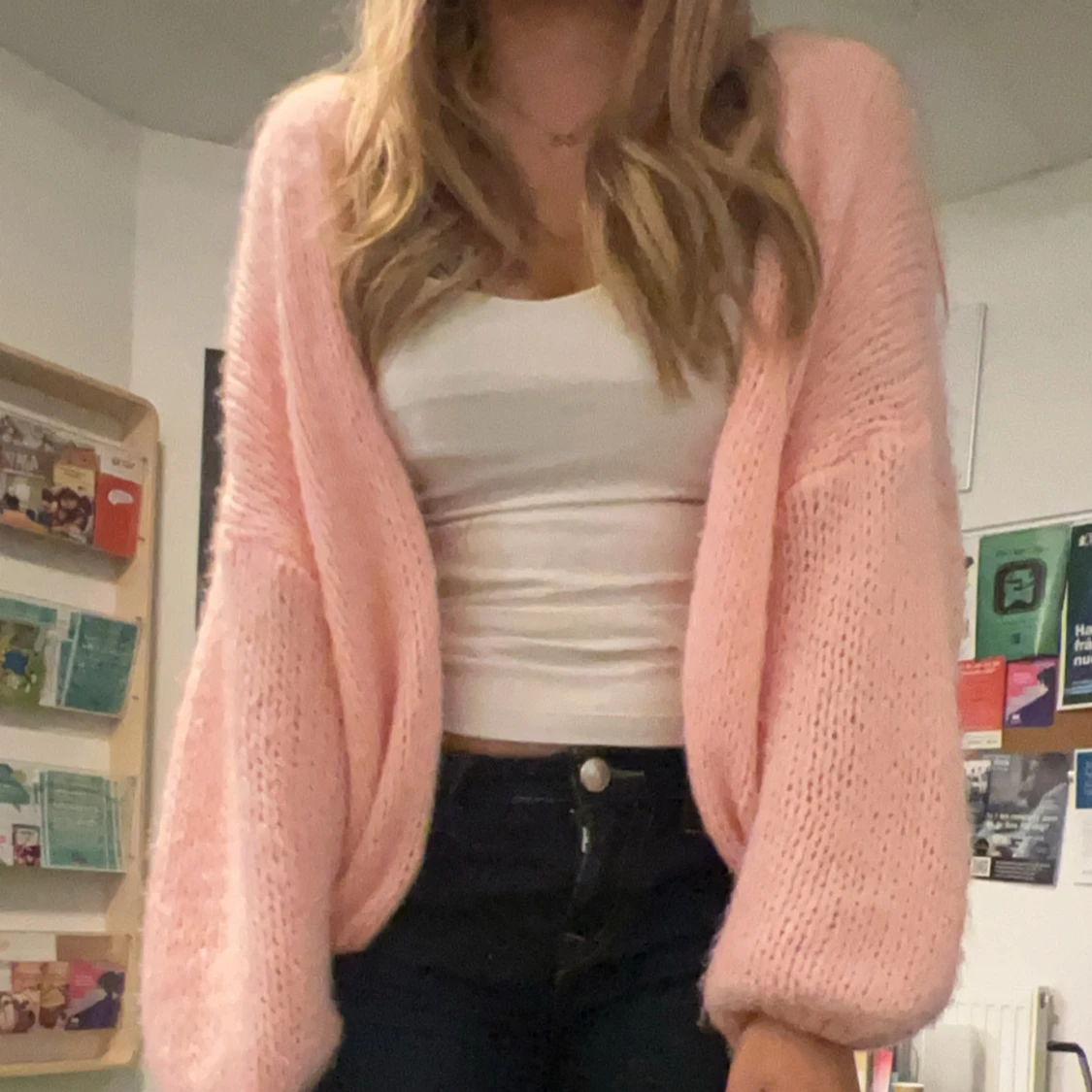 Rosa stickad kofta - 2