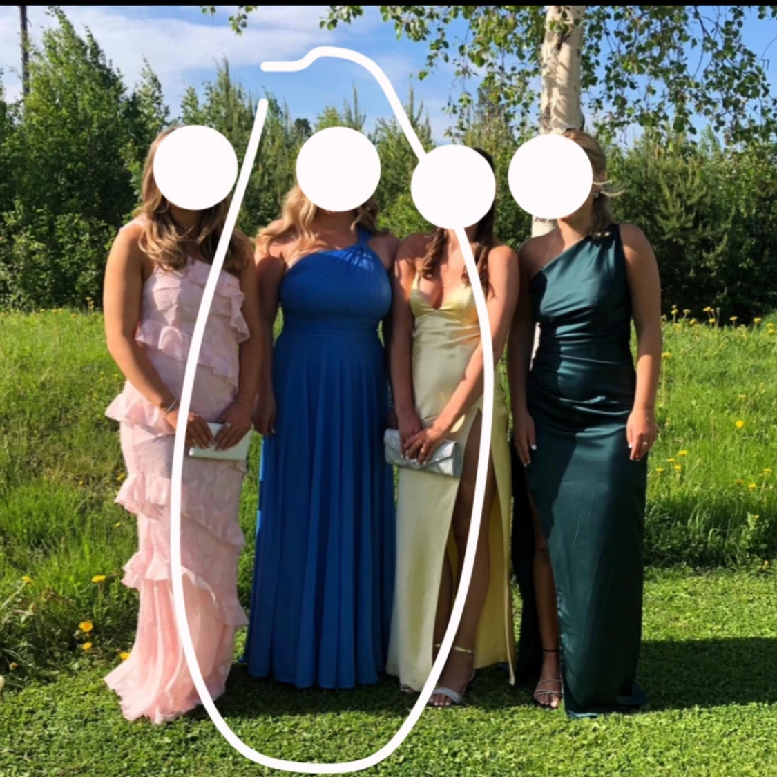 Blå långklänning med oneshoulder - 1