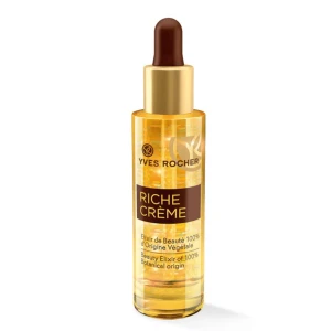 Ny! Yves Rocher Riche Crème Elixir - Ny! Yves Rocher Riche Crème Elixir är ett skönhetselixir med 100% botaniskt ursprung. Den kommer i en elegant glasflaska med pipett för enkel applicering. Perfekt för att ge huden en näringsboost och lyster. Utgått ur sortimentet. Nypris runt 300:-