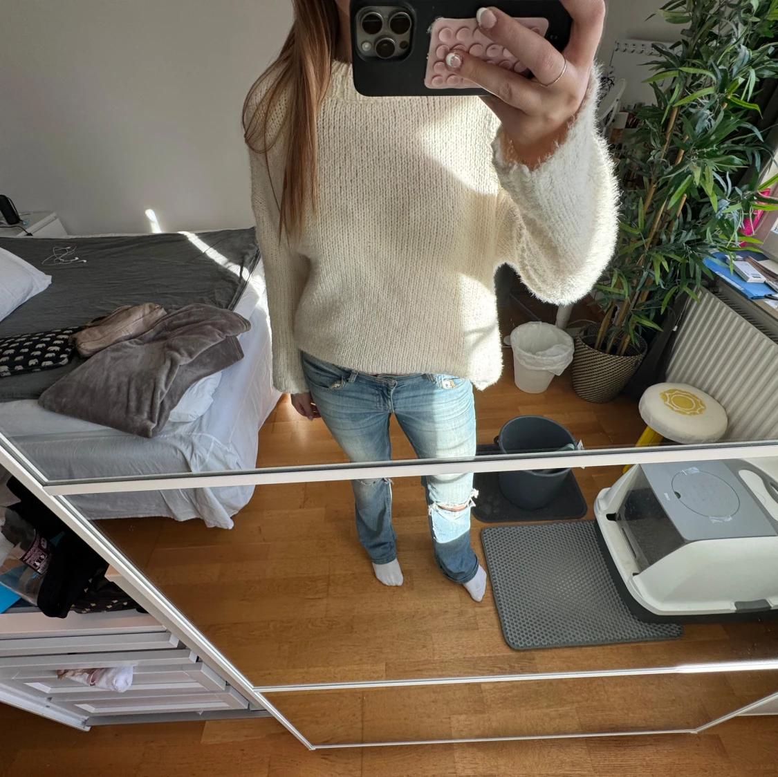 Vit stickad tröja - 1