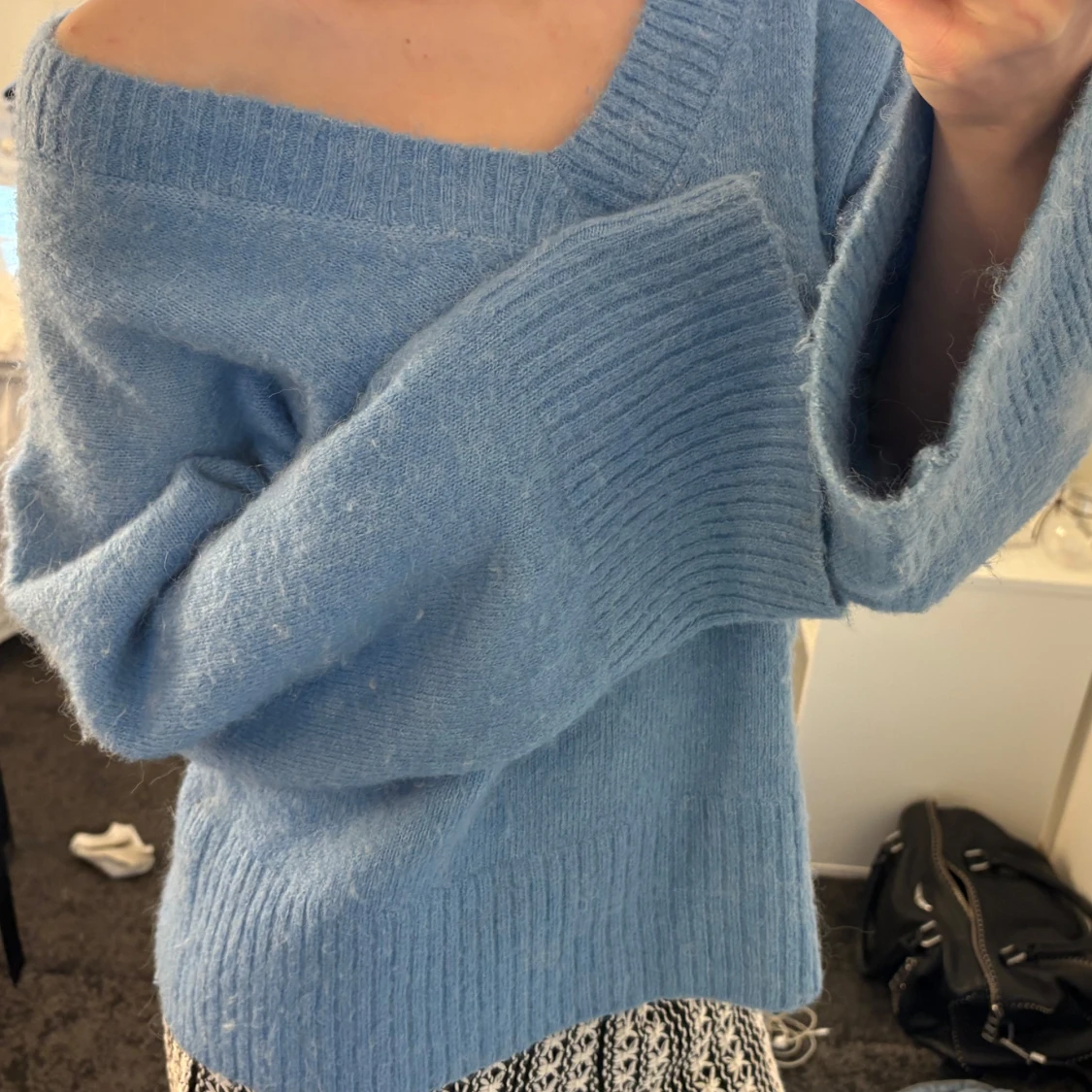 Ljusblå stickad tröja - 2