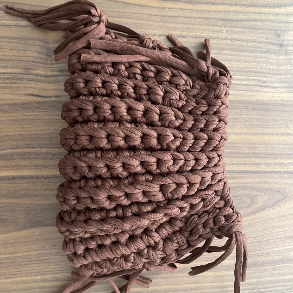 Brun handgjord stickad handväska - 2