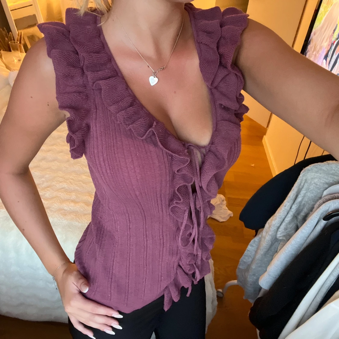 Vinröd  volangtopp från Zara - 1