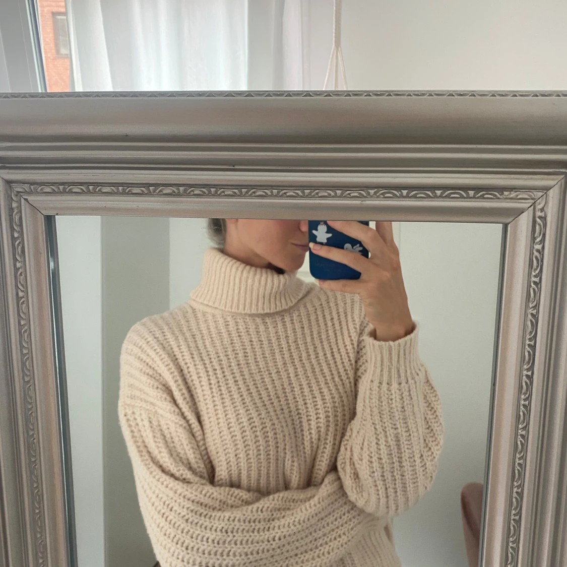 Beige stickad polotröja - 2