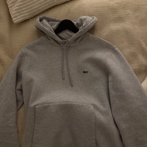 Grå Lacoste hoodie - Grå Lacoste hoodie som passar till alla stilar. Sitter lite liten i storleken så jag skulle mer kalla det en S. Inga defekter är exakt som ny, kvitto finns, köpt för 1300 sek (886 dkk). Skriv gärna ifall ni har några frågor, priset är ej hugget i sten