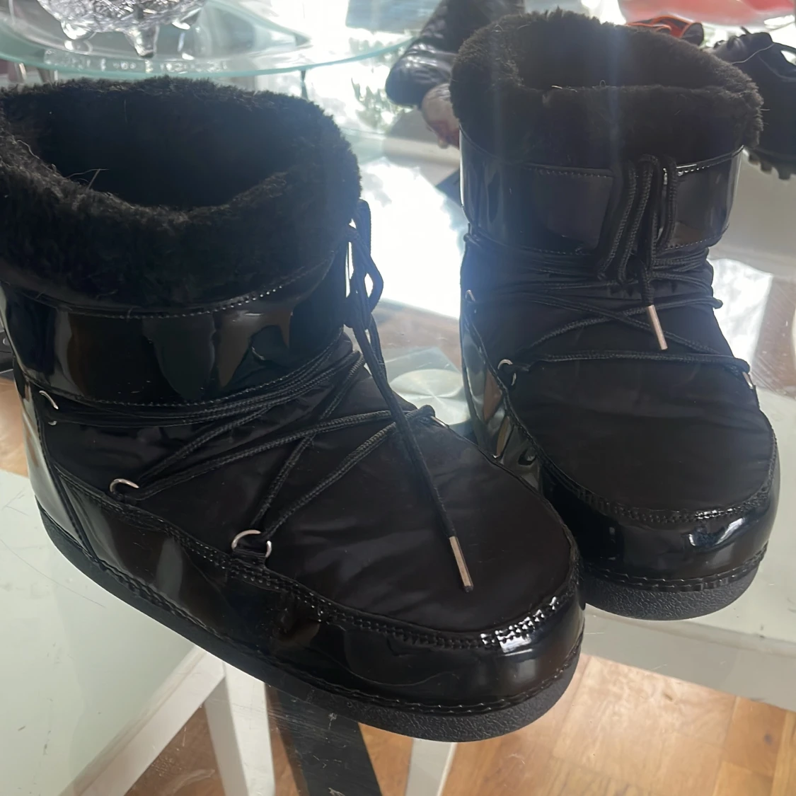 Svarta moon boots med foder - 2