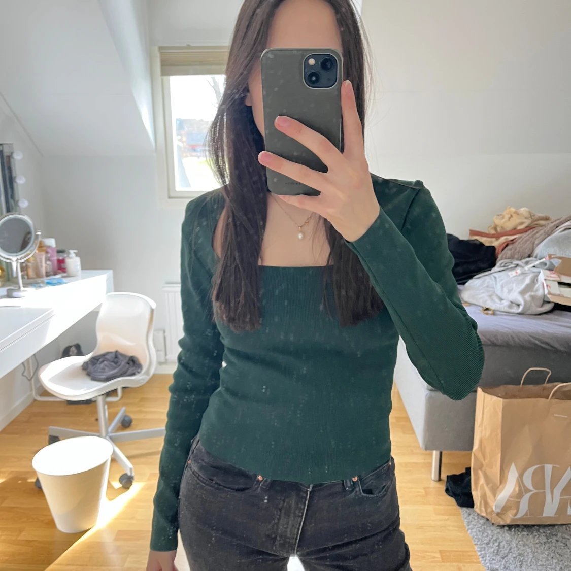 Grön långärmad topp